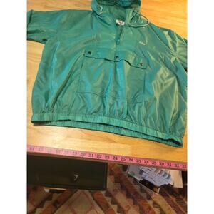 Lacoste light green pullover hooded windbreaker zip kangaroo pocket nylon XL